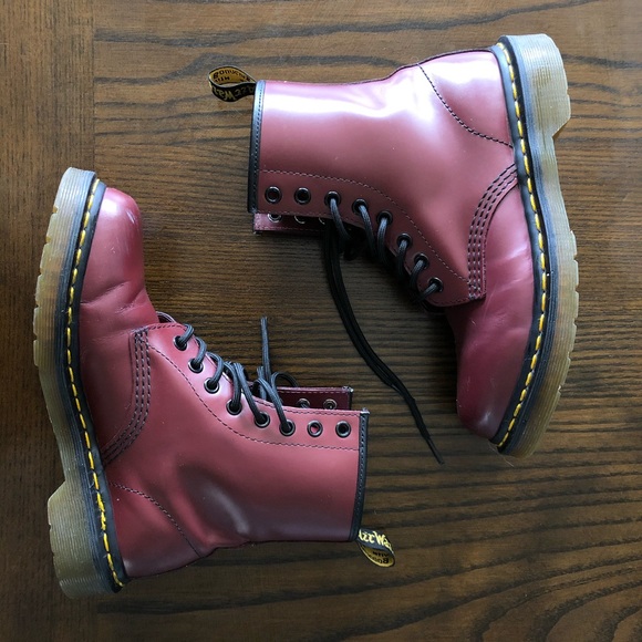 SOLD/ Dr. Martens 1460 Burgundy Boots - Picture 2 of 8